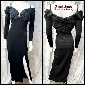 🥂Formal long black shoulderless long sleeve evening gown by Tadashi Shoji. Sz Md